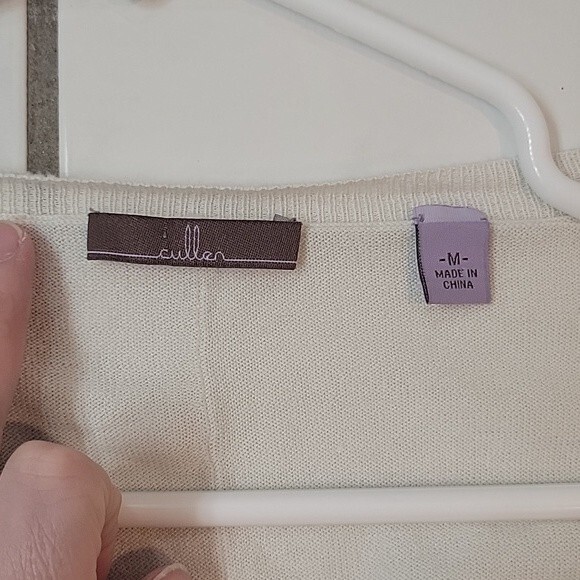 Cullen Women's grey silk blend 3/4 sleeve v neck sweater Size M - Picture 5 of 10